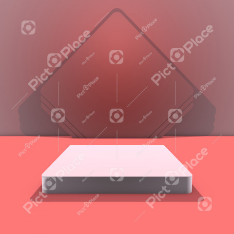 Podium, stage, pedestal. Trendy background with stand for product presentation. Minimalistic concept. Abstract blank layout in light red and burgundy shades. 3D rendering