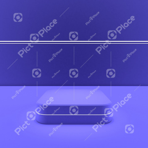 Podium, stage, pedestal. Trendy background with stand for product presentation. Minimalistic concept. Abstract blank layout in blue shades. 3D rendering