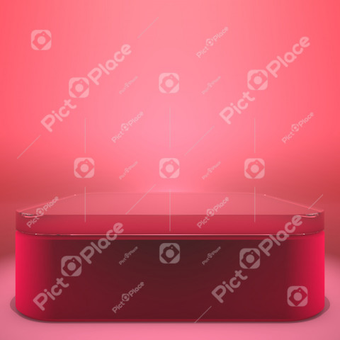 Podium, stage, pedestal. Trendy background with stand for product presentation. Minimalistic concept. Abstract blank mockup in pink shades. 3D rendering