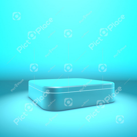 Podium, stage, pedestal. Trendy background with stand for product presentation. Minimalistic concept. Abstract blank layout in blue shades. 3D rendering