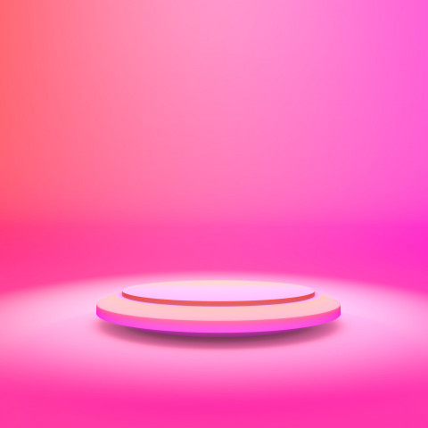 Podium, stage, pedestal with backlight. Trendy background with stand for product presentation. Minimalistic concept. Abstract blank mockup in purple colors. 3D rendering