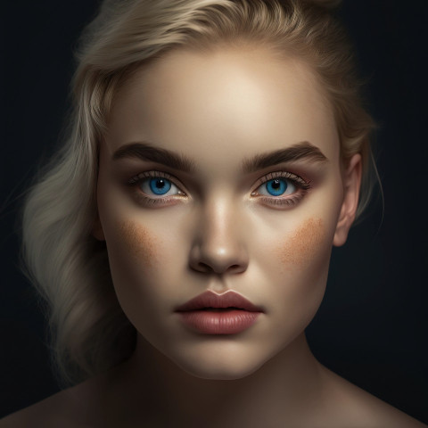 This is a photorealistic illustration of a beautiful young woman with fair skin