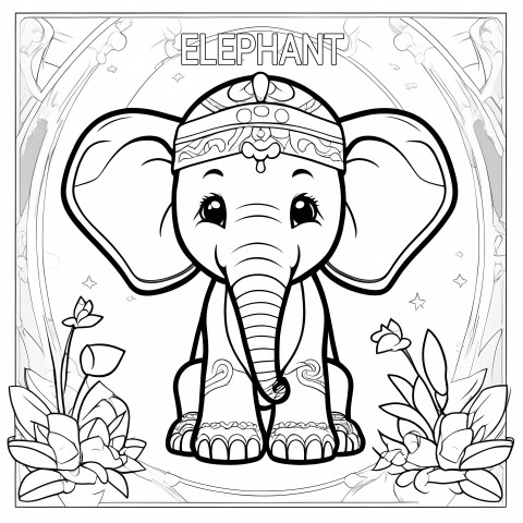 elephant model for kid simple coloring page