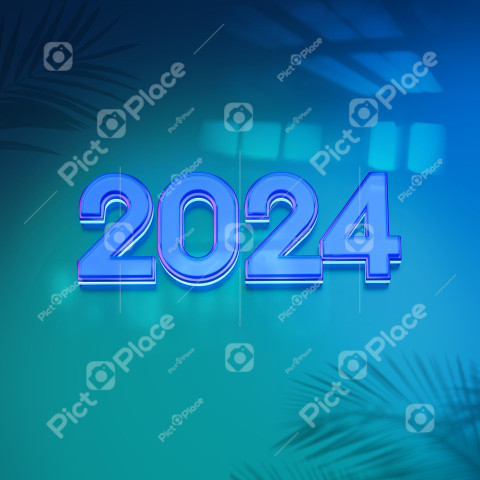 a blue and green new year wallpaper with a palm