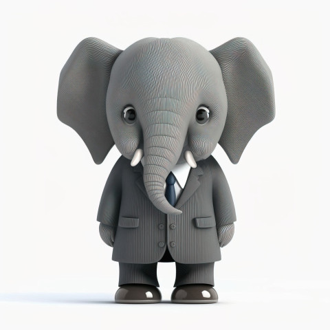 This cartoon elephant is dressed to impress in a stylish boss suit