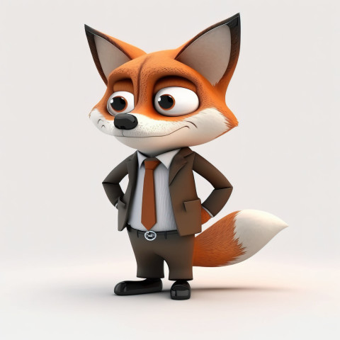 The fox is a cartoon character dressed in a boss suit
