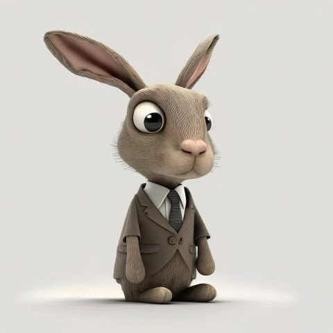 Сartoon rabbit dressed in a boss suit