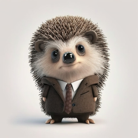 A hedgehog dressed in a boss costume