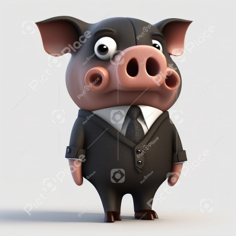 A cartoon boar dressed in a suit