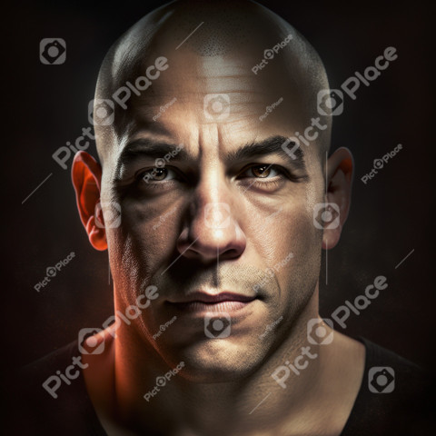 Furious Inspiration: Hyper-Realistic Portrait of a Bald Man Remotely Resembling Vin Diesel as Dominic Toretto from Fast and Furious 10
