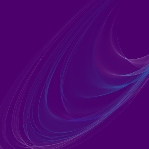 Colored light swirl of thin gradient lines on a dark purple background. 3D illustration, 3D rendering.