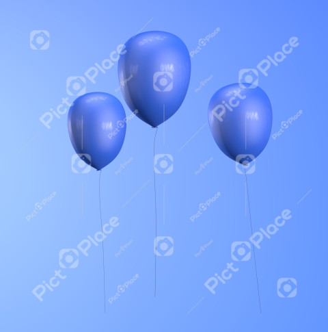 Three blue balloons on a blue background
