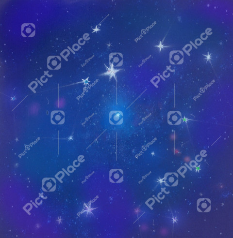 little blue star and constellations in deep blue universe