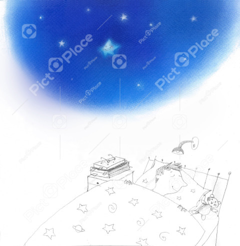 boy dreaming of a little blue star