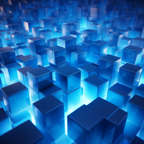 Blue cubes 3d render 1