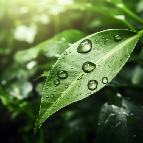 reducing icon on green leaf with water droplet